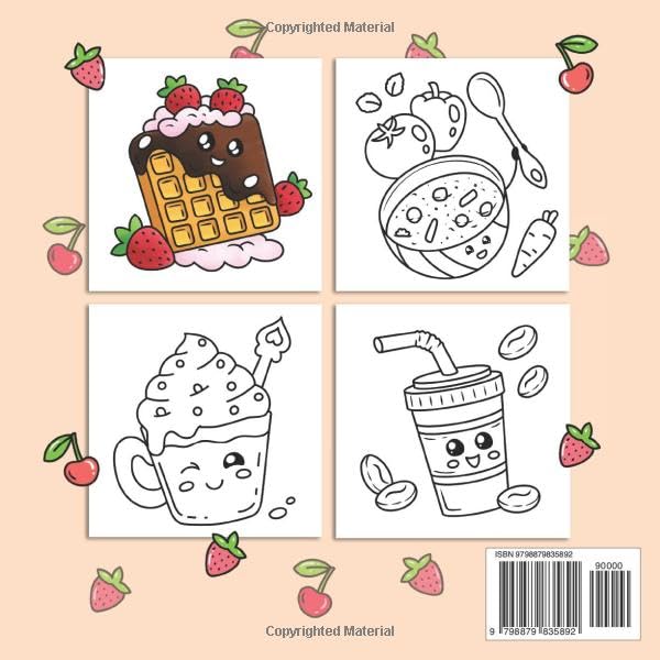 Kawaii Food Coloring Book: Bold and Easy Designs for Adults, Teens, and Kids. Simple, Cute Illustrations with Food and Drinks (Bold & Easy)