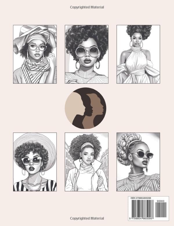 Black Women Fashion Coloring Book: 40 Beautiful African American Queens with Gorgeous Hairstyles and Stunning Outfits