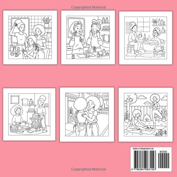 Black Girl Bestie: A Cozy Coloring Book for Adults and Teens Featuring Friendship Moments, Cute African American Women Illustrations with Simple Joys, Self-Care & Girls Errands Colouring Pages