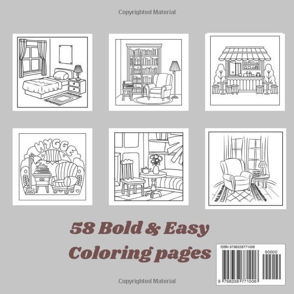 Hygge Place: Simple And Bold Coloring Book For Adults and Teens