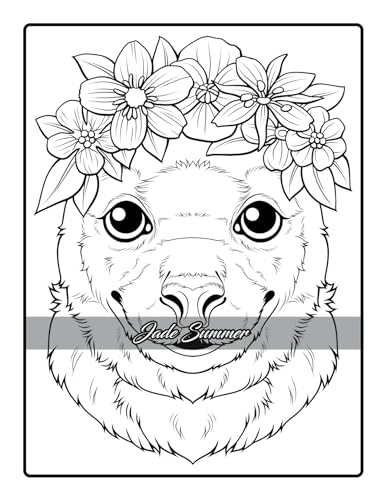 Flower Crown Animals: Coloring Book for Women and Teens with Adorable Animals and Beautiful Flowers for Stress Relief and Relaxation