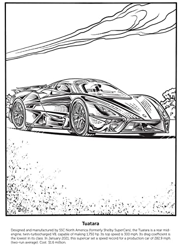 Supercars Coloring Book (Dover Planes Trains Automobiles Coloring)