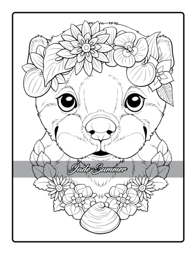 Flower Crown Animals: Coloring Book for Women and Teens with Adorable Animals and Beautiful Flowers for Stress Relief and Relaxation