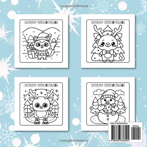 Kawaii Christmas: Bold and Easy Coloring Book for Adults and Teens Featuring Simple and Adorable Characters and Cute Holiday Scenes