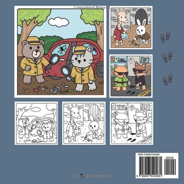 Fuzzy Detectives: Cute and Cozy Crime Scene Coloring Book for Teens and Adults, Featuring Adorable Animal Characters