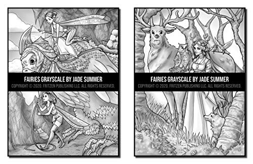 Fairies Grayscale: An Adult Coloring Book with Beautiful Fantasy Women, Cute Magical Animals, and Relaxing Forest Scenes (Grayscale Coloring Books)