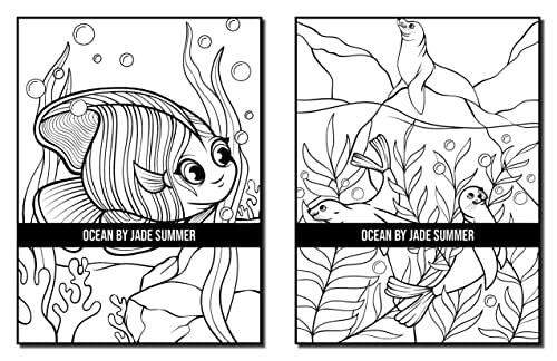 Ocean Coloring Book: For Adults with Cute Tropical Fish, Fun Sea Creatures, and Beautiful Underwater Scenes for Relaxation (Cute Animal Coloring Books)