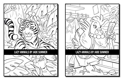 Lazy Animals: An Adult Coloring Book with Funny Animals, Hilarious Scenes, and Relaxing Designs for Animal Lovers (Cute Animal Coloring Books)