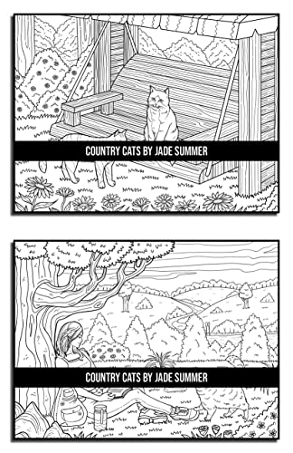 Country Cats Coloring Book: For Adults with Adorable Cats and Relaxing Nature Scenes (Country Coloring Books)