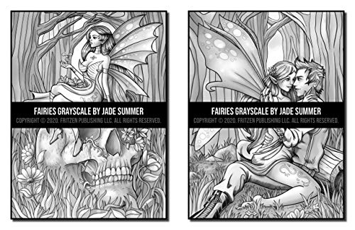 Fairies Grayscale: An Adult Coloring Book with Beautiful Fantasy Women, Cute Magical Animals, and Relaxing Forest Scenes (Grayscale Coloring Books)