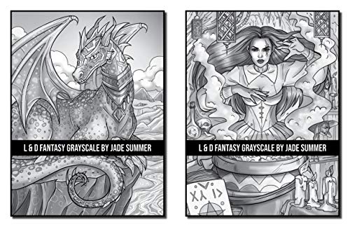 Light & Dark Fantasy: A Grayscale Coloring Book Collection with Beautiful Women, Magical Creatures, and Relaxing Fantasy Scenes (Grayscale Coloring Books)
