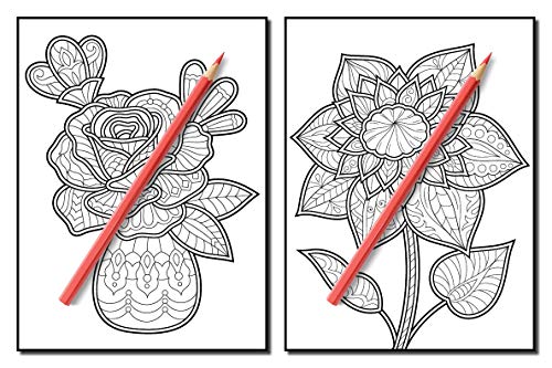 Adult Coloring Book: 50 Relaxing Flower Designs with Mandala Inspired Patterns for Stress Relief