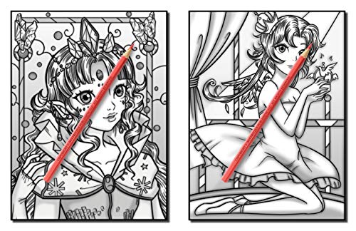 Kawaii Grayscale: An Adult Coloring Book with Beautiful Anime Portraits, Mythical Creatures, and Fantasy Scenes