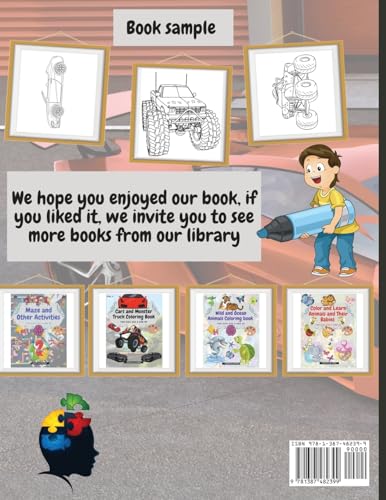 Cars and Monster Truck Coloring Book For kids age 4 and Up: Fun Coloring book with amazing Cars and Monster Trucks