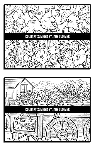 Country Summer: An Adult Coloring Book with 50 Detailed Images of Charming Country Scenes, Beautiful Rustic Landscapes, and Lovable Farm Animals (Country Coloring Books)