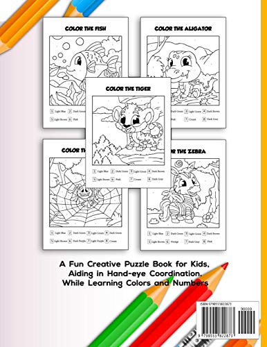 Color By Numbers Animals: Beginner Colouring Activities for Kids Ages 3-5 4-6-8 | Easy fun brain games, Children's Coloring Puzzle Book Collection