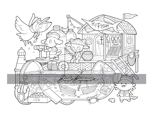 Kawaii Town: Coloring Book with Cute Animals, Tiny Buildings, and Playful Scenes for Stress Relief and Relaxation