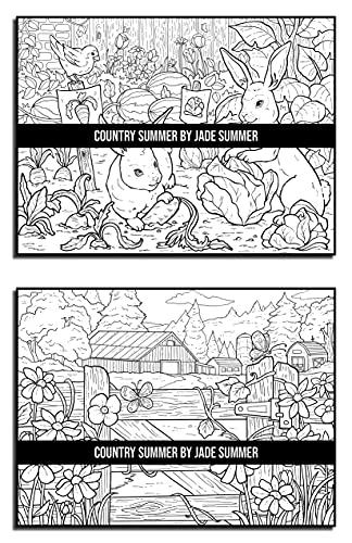Country Summer: An Adult Coloring Book with 50 Detailed Images of Charming Country Scenes, Beautiful Rustic Landscapes, and Lovable Farm Animals (Country Coloring Books)