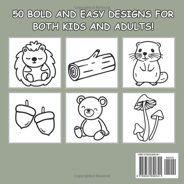 Woodland Wonders: Coloring Book for Adults and Kids, Bold and Easy Designs, Simple Illustrations Featuring Woodland Animals and Scenes (Bold and Easy Coloring Books)