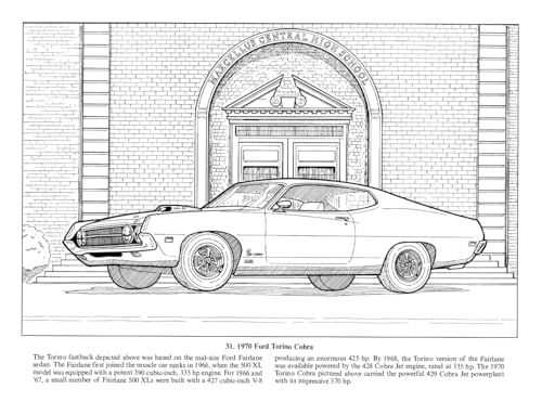 American Muscle Cars, 1960-1975 Coloring Book (Dover Planes Trains Automobiles Coloring)