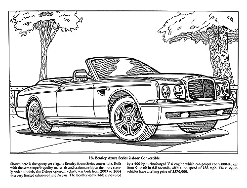 Luxury Cars Coloring Book (Dover Planes Trains Automobiles Coloring)