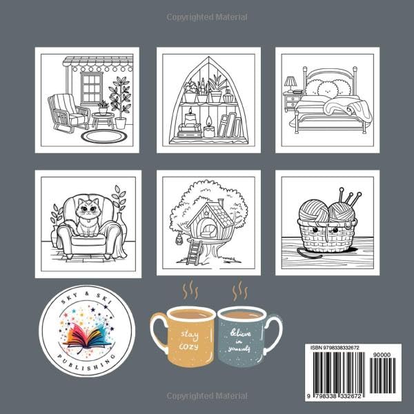 Hygge Place Bold and Easy Coloring book: 63 Comfy Hygge Images For Adults and Kids (Bold, Easy and simple coloring books)