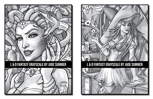Light & Dark Fantasy: A Grayscale Coloring Book Collection with Beautiful Women, Magical Creatures, and Relaxing Fantasy Scenes (Grayscale Coloring Books)