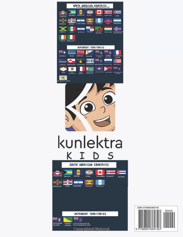 Kunlektra Kids U.S.A Flags Coloring Book for Kids AGE 4 - 8: Color the Flags of All U.S.A Countries and Dependent Territories