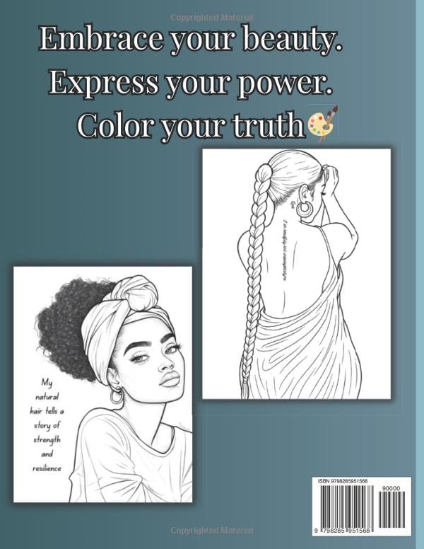52 Black Women Coloring Book for Teens and Adults: Empowering Designs celebrating Afro American Beauty featuring Black Curvy Queens , Fashion, Couples ... Affirmations for Confidence and Inner Peace