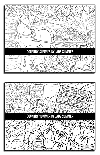 Country Summer: An Adult Coloring Book with 50 Detailed Images of Charming Country Scenes, Beautiful Rustic Landscapes, and Lovable Farm Animals (Country Coloring Books)