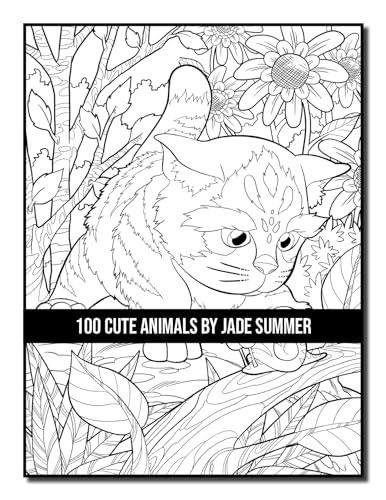 100 Cute Animals: An Adult Coloring Book with Dogs, Cats, Horses, Owls, Elephants, Monkeys, and Many More! (Cute Animal Coloring Books)