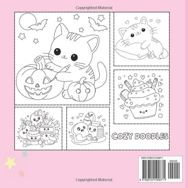 Coloring book bold and easy: Cozy Doodles : Creative Book for adults and teens featuring super cute animal characters and doodles. Easy and simple design for relaxation