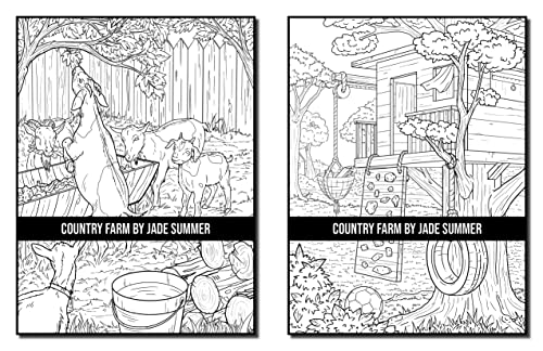 Country Farm Coloring Book: For Adults with Playful Animals, Beautiful Flowers, and Nature Scenes for Relaxation (Country Coloring Books)