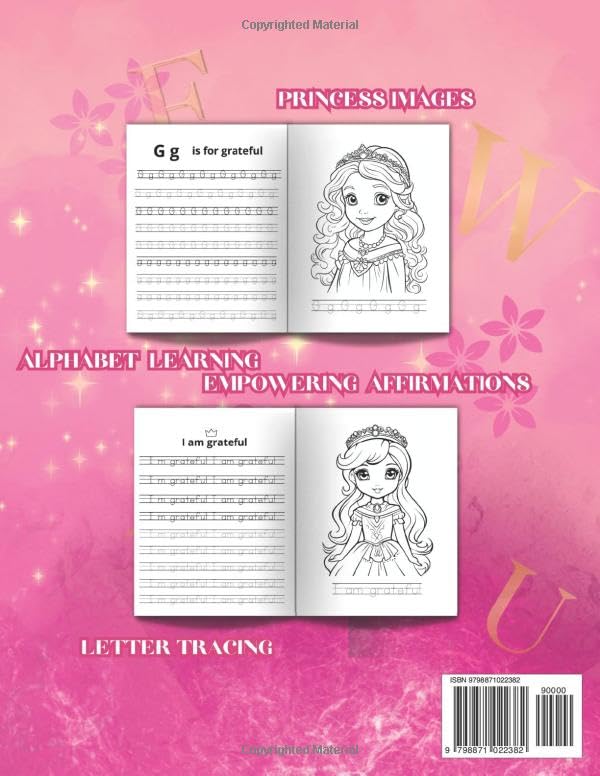 Princess Alphabet Coloring Book With Empowering Affirmations: Different Carefully Selected Princess Images With Letter Tracing Alphabet and ... School, Girls Power, Ideal Gift, Pink Present
