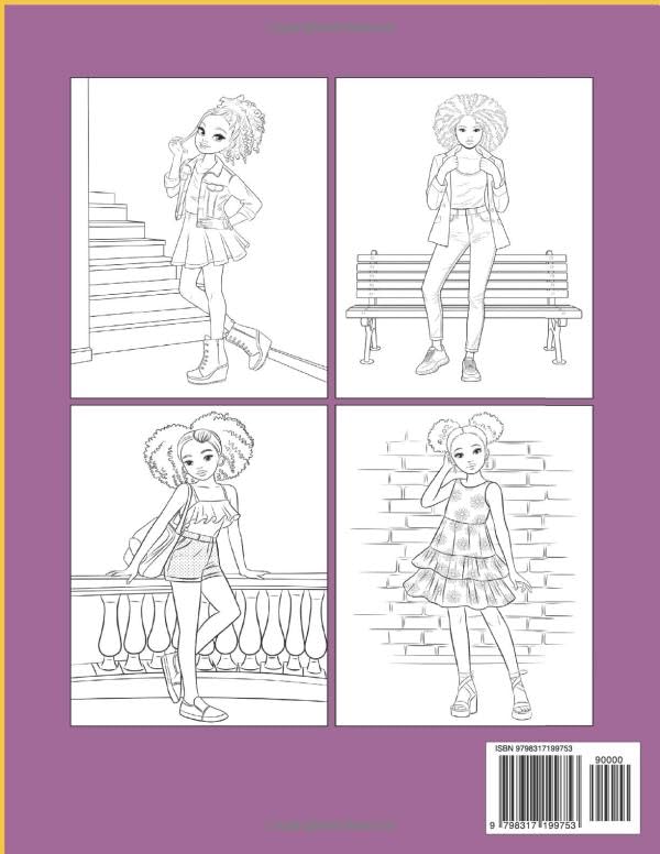 Fashion Coloring Book For Black Girls Ages 8-12: 40 Stylish Fashion Coloring Pages Featuring Black Tween Girls For Kids, Teens And Women