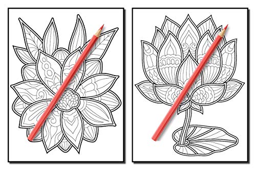 Adult Coloring Book: 50 Relaxing Flower Designs with Mandala Inspired Patterns for Stress Relief