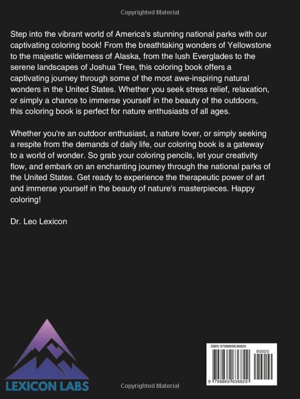 National Parks: The Great Outdoors - Coloring Book for All Ages Featuring Landscapes from America's Top National Parks and Recreation Areas, for Artists, Hikers, Photographers and Lovers of Nature