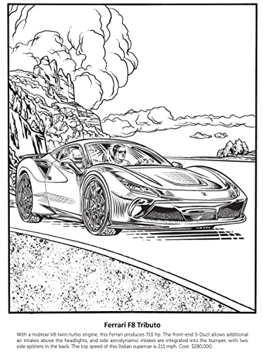 Supercars Coloring Book (Dover Planes Trains Automobiles Coloring)