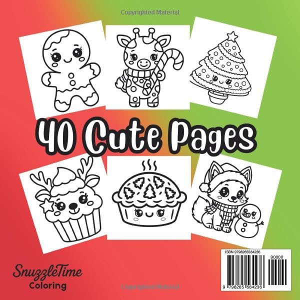 Snuzzle Christmas Easy Peazzy Coloring Book: SnuzzleTime 40+ Cute Holiday Pages for Adults and Children Bold and Cute Kawaii Style Christmas, Simple, Inspired Designs for Stress Relief and Relaxation
