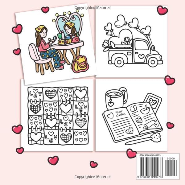 Cozy Girl Love Coloring Book: Bold and Easy Valentine's Day Inspired Designs for Adults & Teens. Simple, Cute, Romance Illustrations with Thick Lines (Cozy Girl Series)