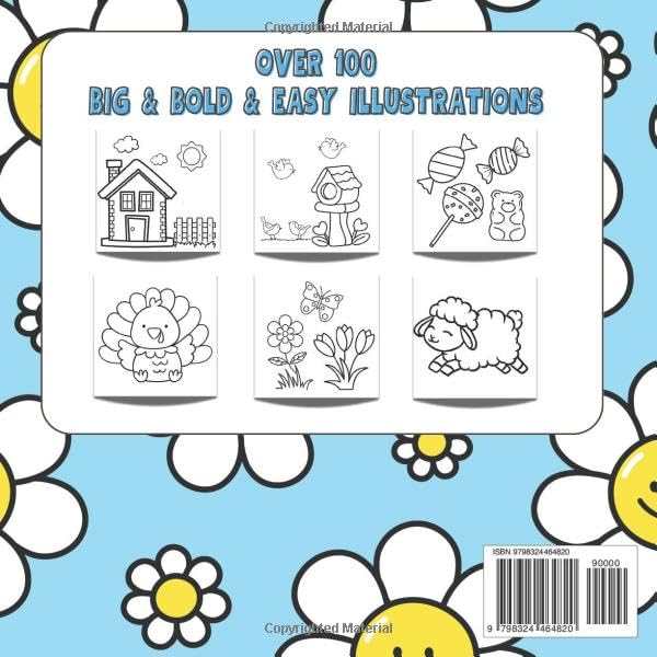 Bold and Easy Coloring Book, 100 Pages of Fun: For Kids and Adults- All Ages !!!