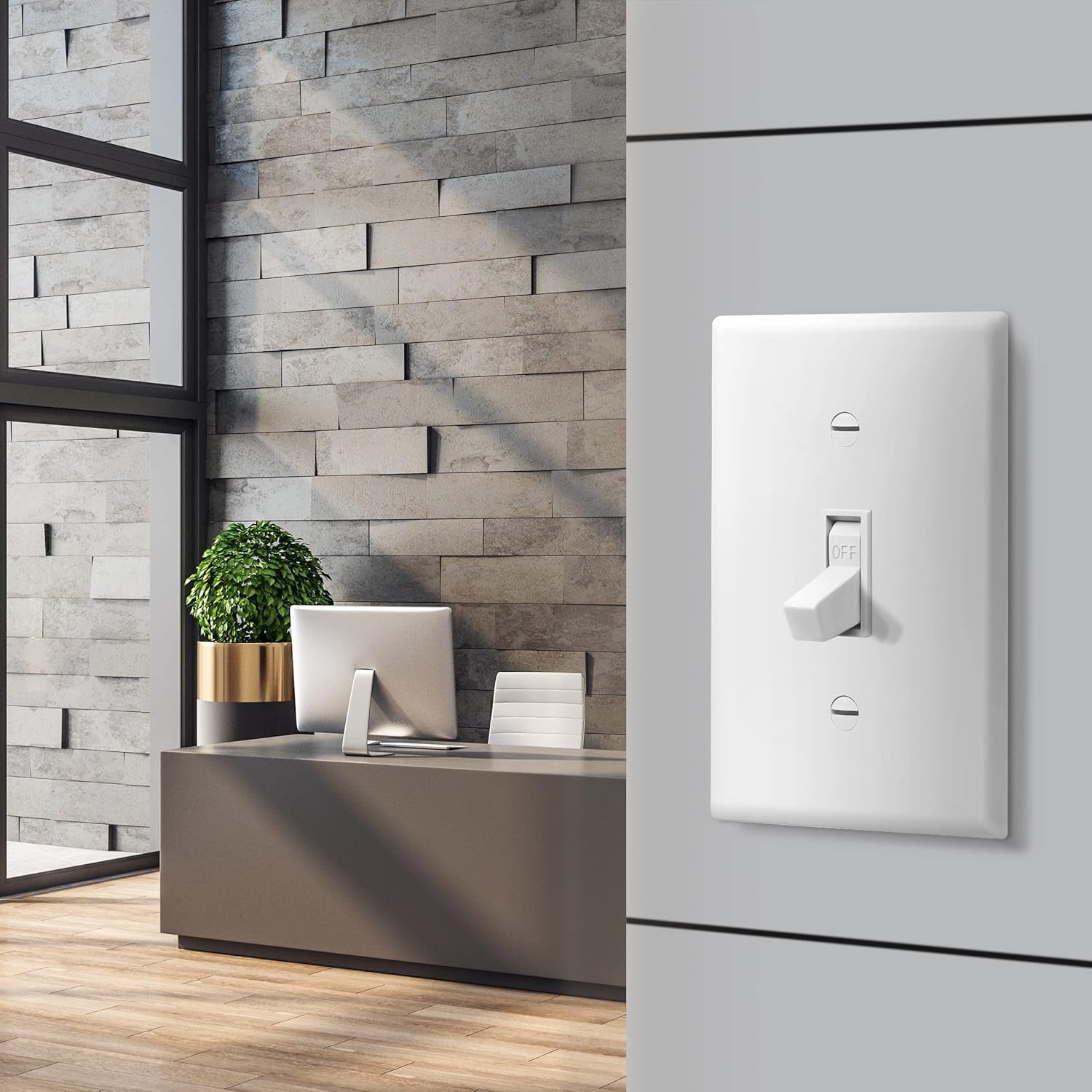 ENERLITES 20 Amp Toggle Light Switch, Single Pole, 20A 120-277V, Grounding Screw, Commercial Grade, UL Listed, 81200-W, White