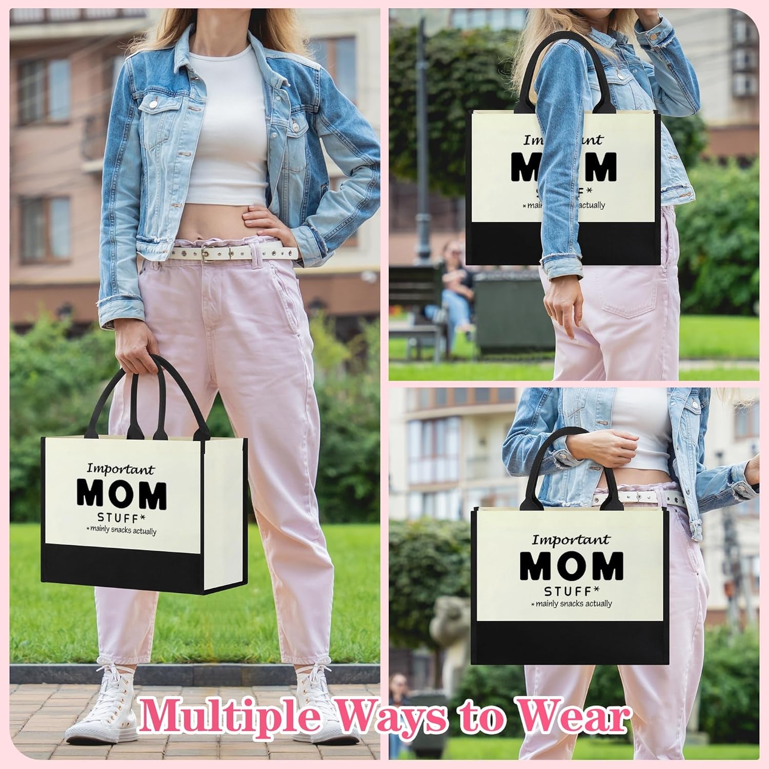 Mom Gifts for Mothers Day,Birthday Gift from Daughter Son for Mom,Personalized Canvas Tote Bag,Best Mom Ever Gifts,Funny Shopping Bag Travel Bag Present for Mom Bonus Mom New Mom Step Mom