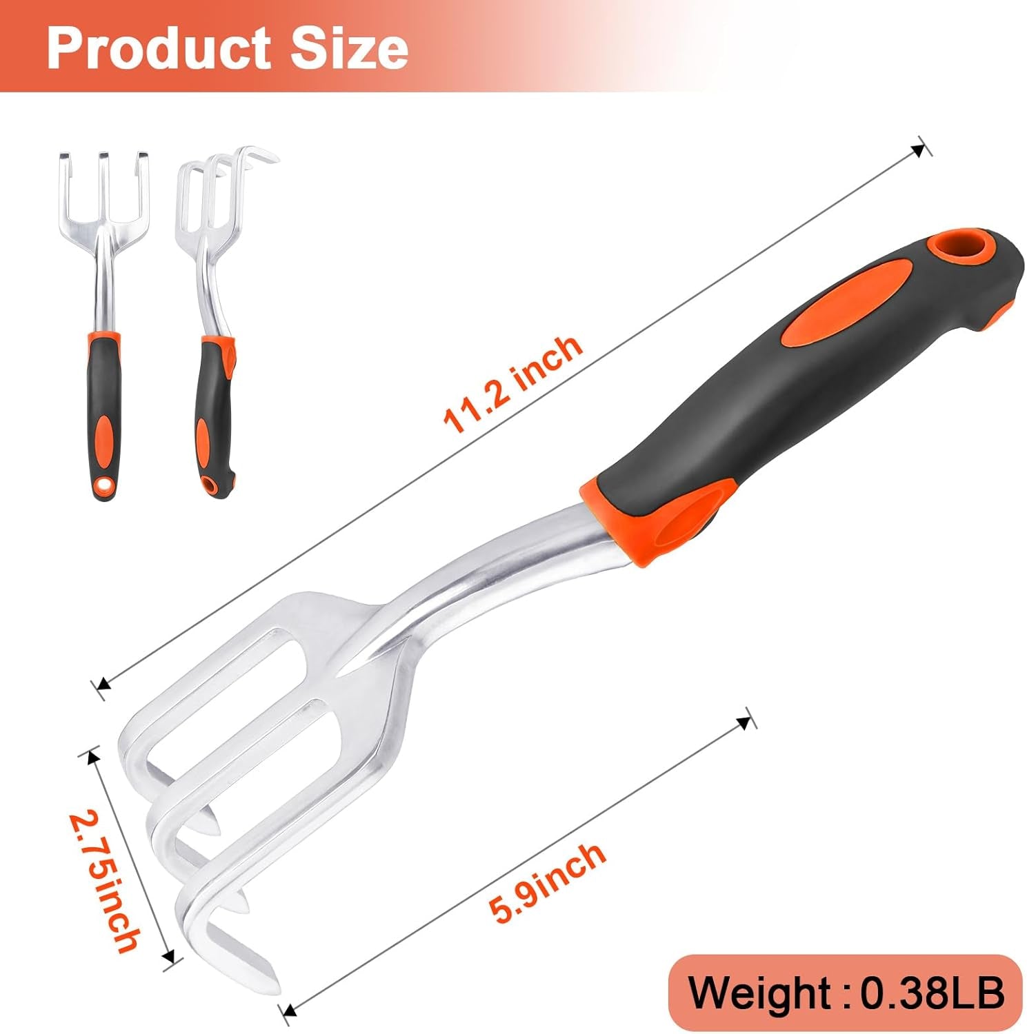 Hand Rake Garden Tool, Heavy Duty Hand Cultivators for Gardening, Small Garden Claw Tool Garden Hand Rake with Ergonomic Handle, Weed Rake Cultivator Tool for Cultivating, Loosening, Weeding