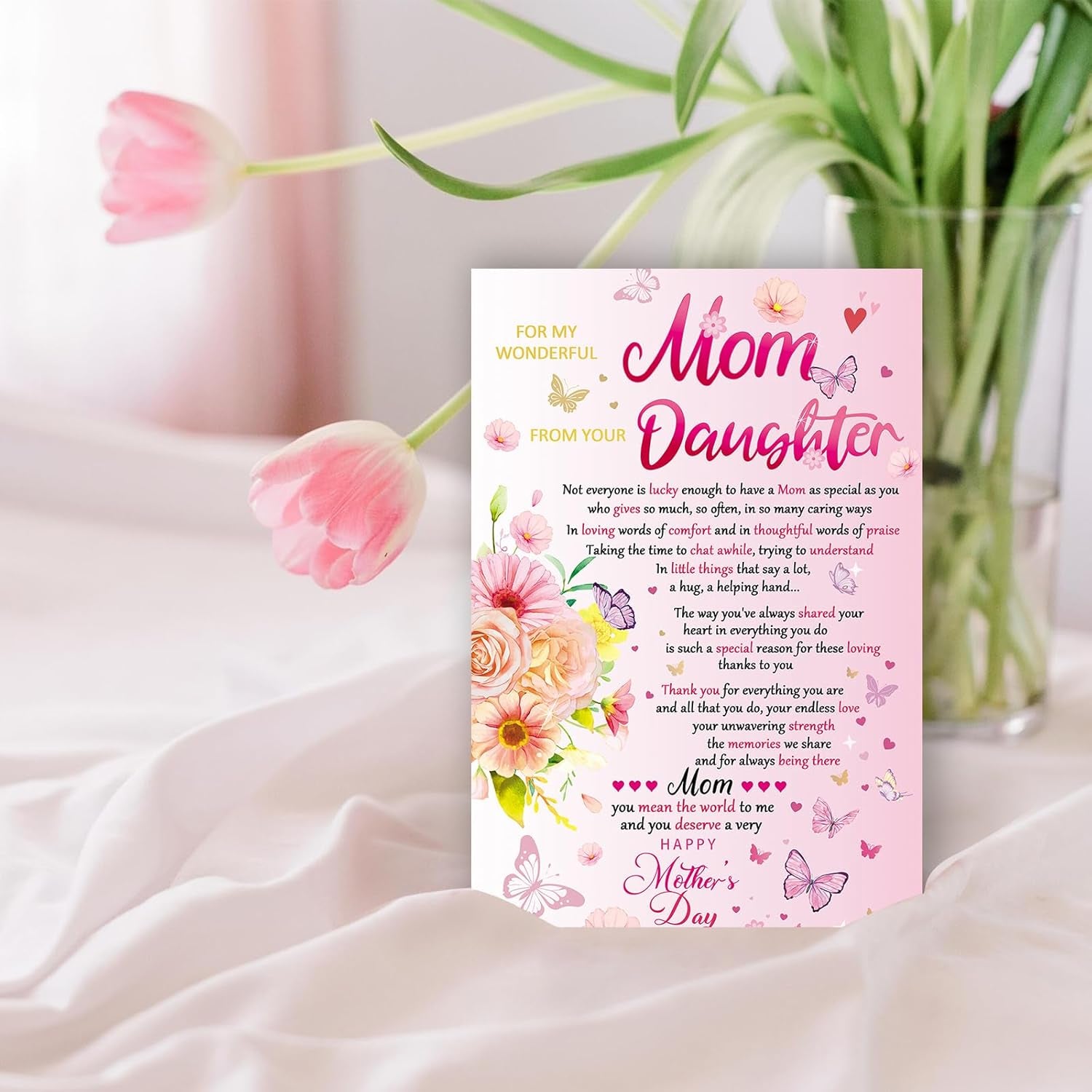 Mothers Day Gifts from Daughter，Happy Mothers Day Card,8X5.3 Inches,Quick-Dry,Eco-Friendly