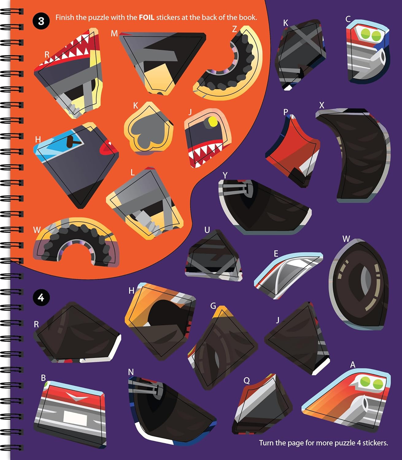 Brain Games - Sticker by Letter: Monster Trucks: Includes 1 Foil Sticker Sheet to Complete Each Image!