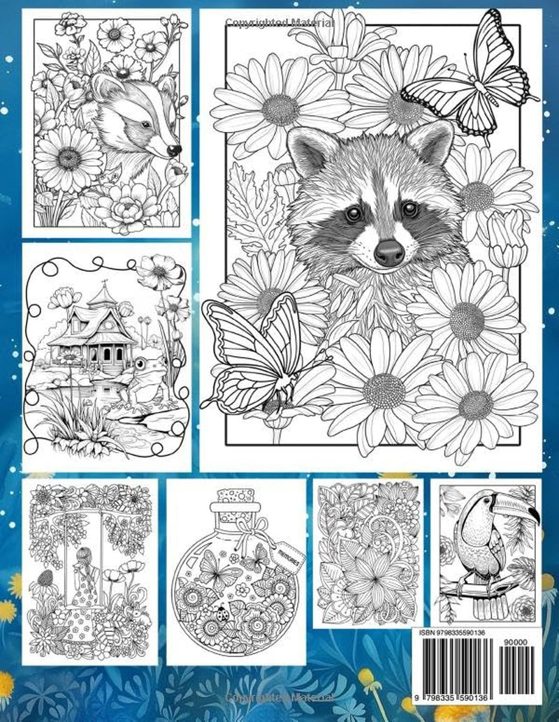 Blossom Wonders: Adult Coloring Book for Women Featuring Relaxing Flowers, Cute Animals, Patterns and Landscapes for Stress Relief