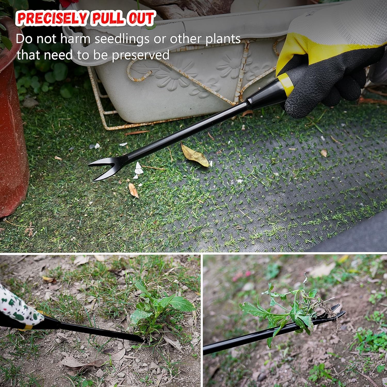 Weeding Tool - Heavy Duty Stainless Steel Weed Remover Tool for Precise Root Weed Removal, Efficient Weed Puller Tool for Garden and Lawn Care