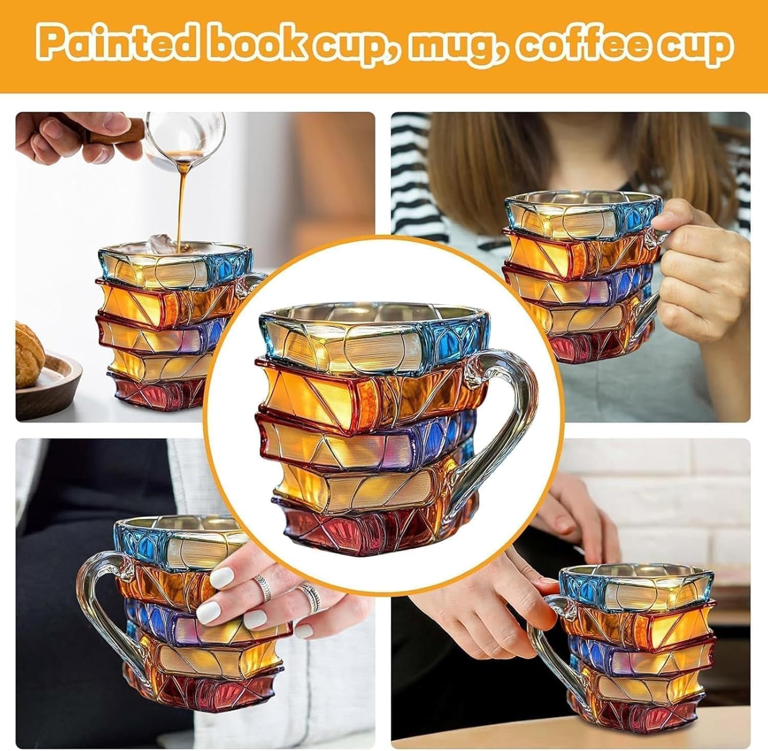 Painted Book Coffee Mug – 3D Literary Mug for Book Lovers, Readers, Teachers & Librarians