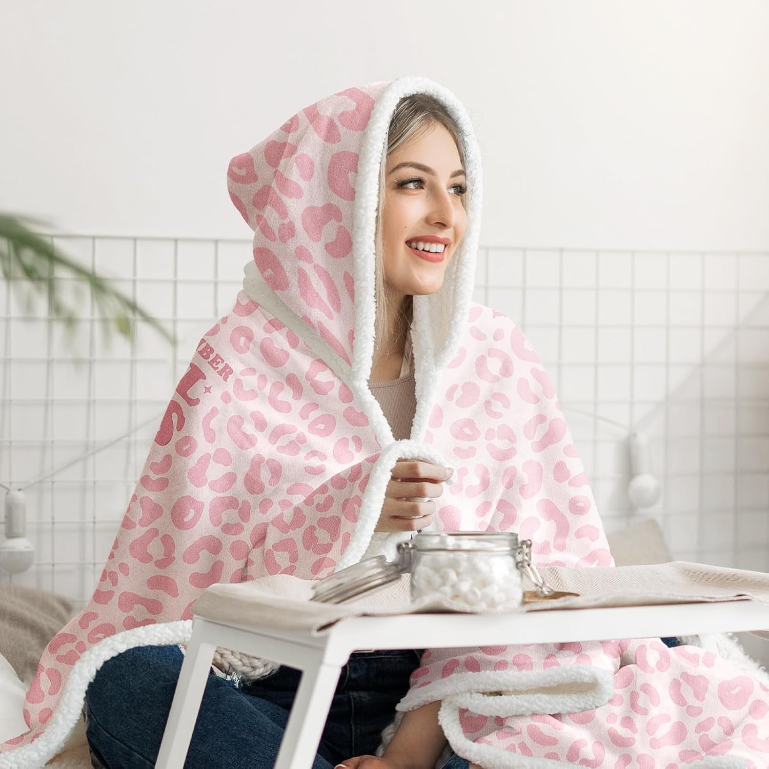 Gifts for Mom, Wearable Blanket with Leopard Print, Mothers Day, Birthday Mom Gifts from Daughter Son, Hooded Blanket